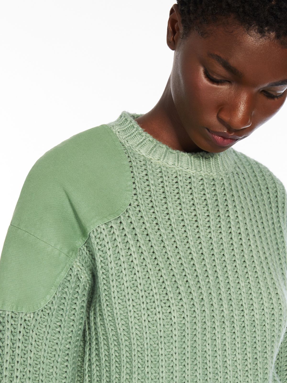 Ribbed cotton oversized cropped pullover