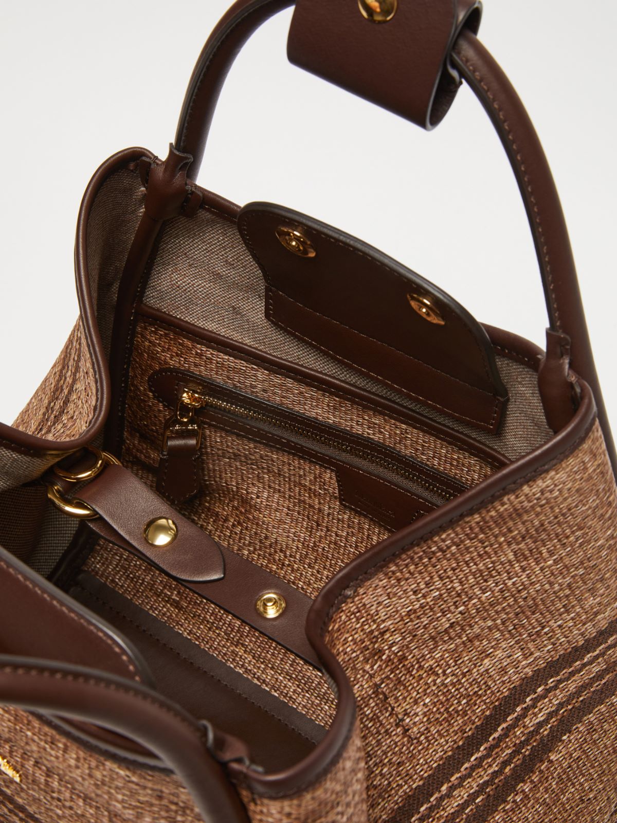 Jacquard raffia-effect fabric small Marine bag