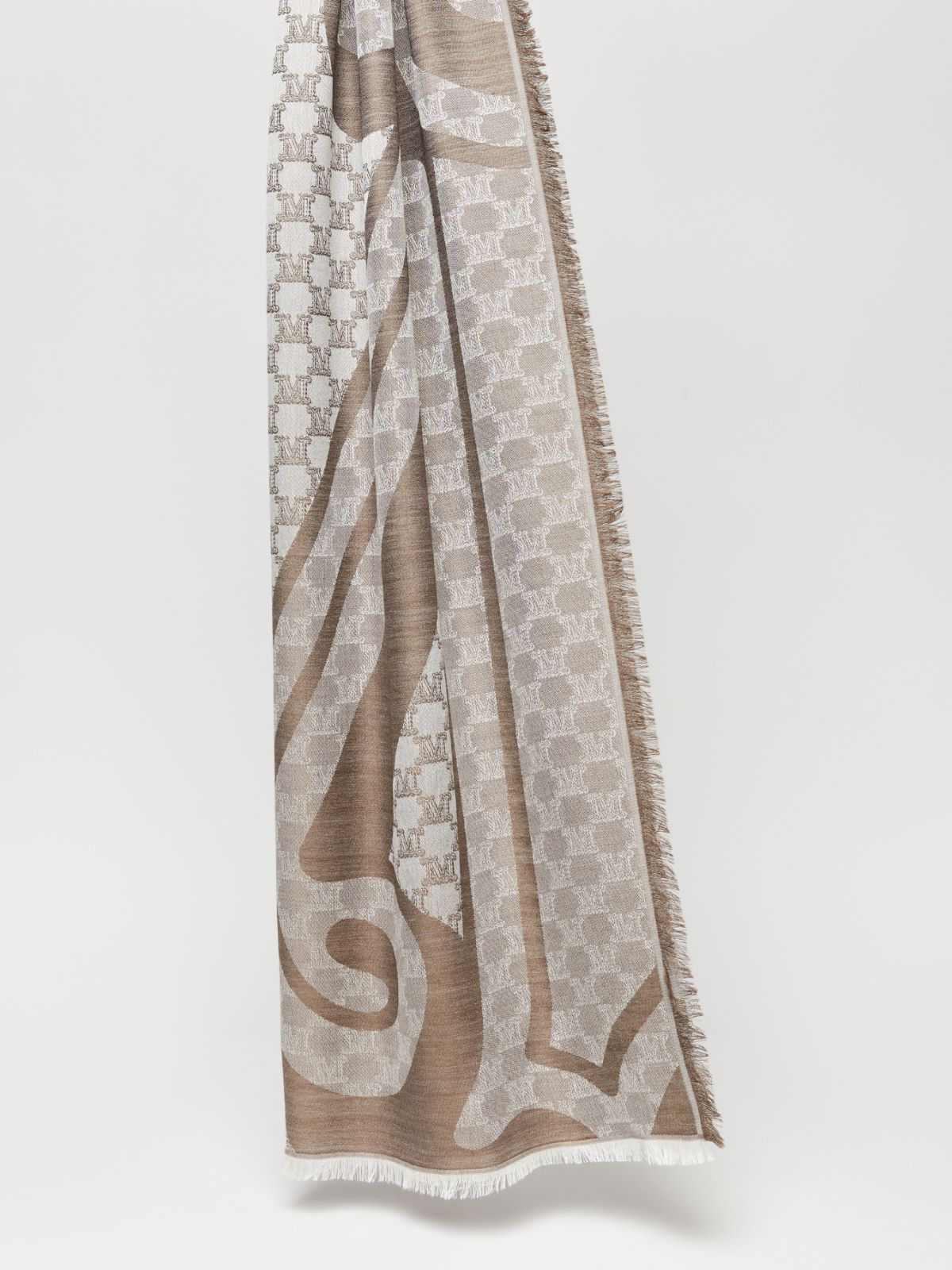 Jacquard silk and wool stole