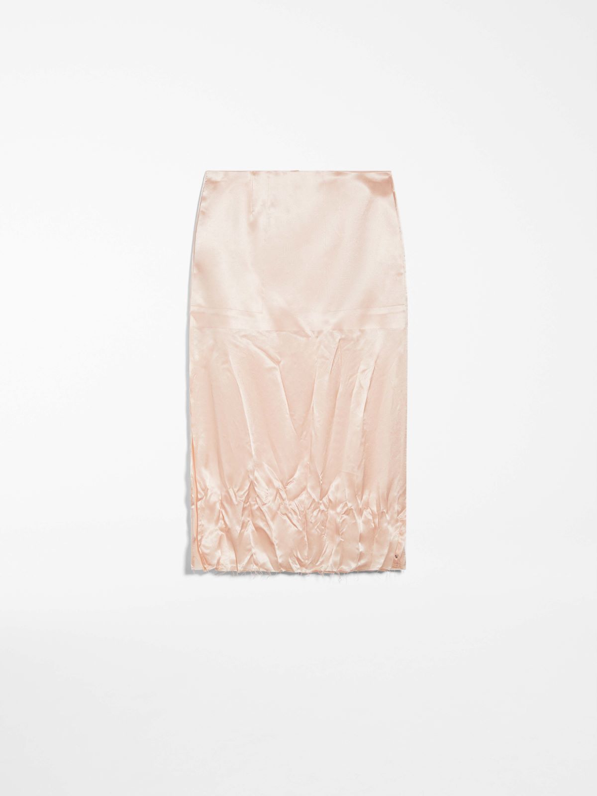 Crinkle-look calf-length skirt