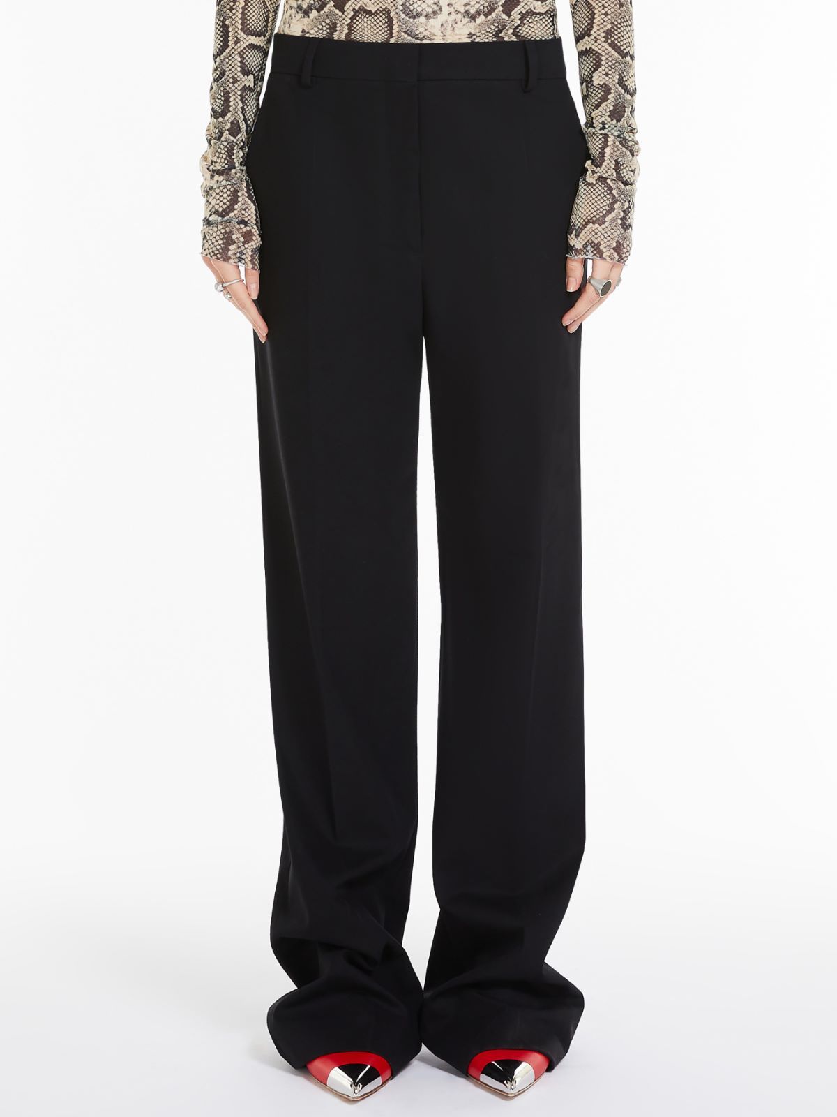 Waterproof gabardine boyfriend trousers