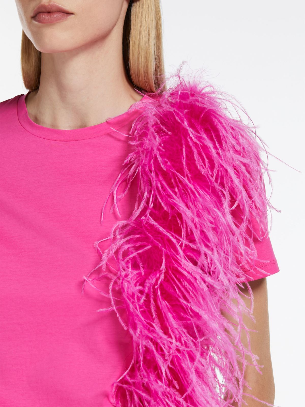 Feather-detail jersey T-shirt
