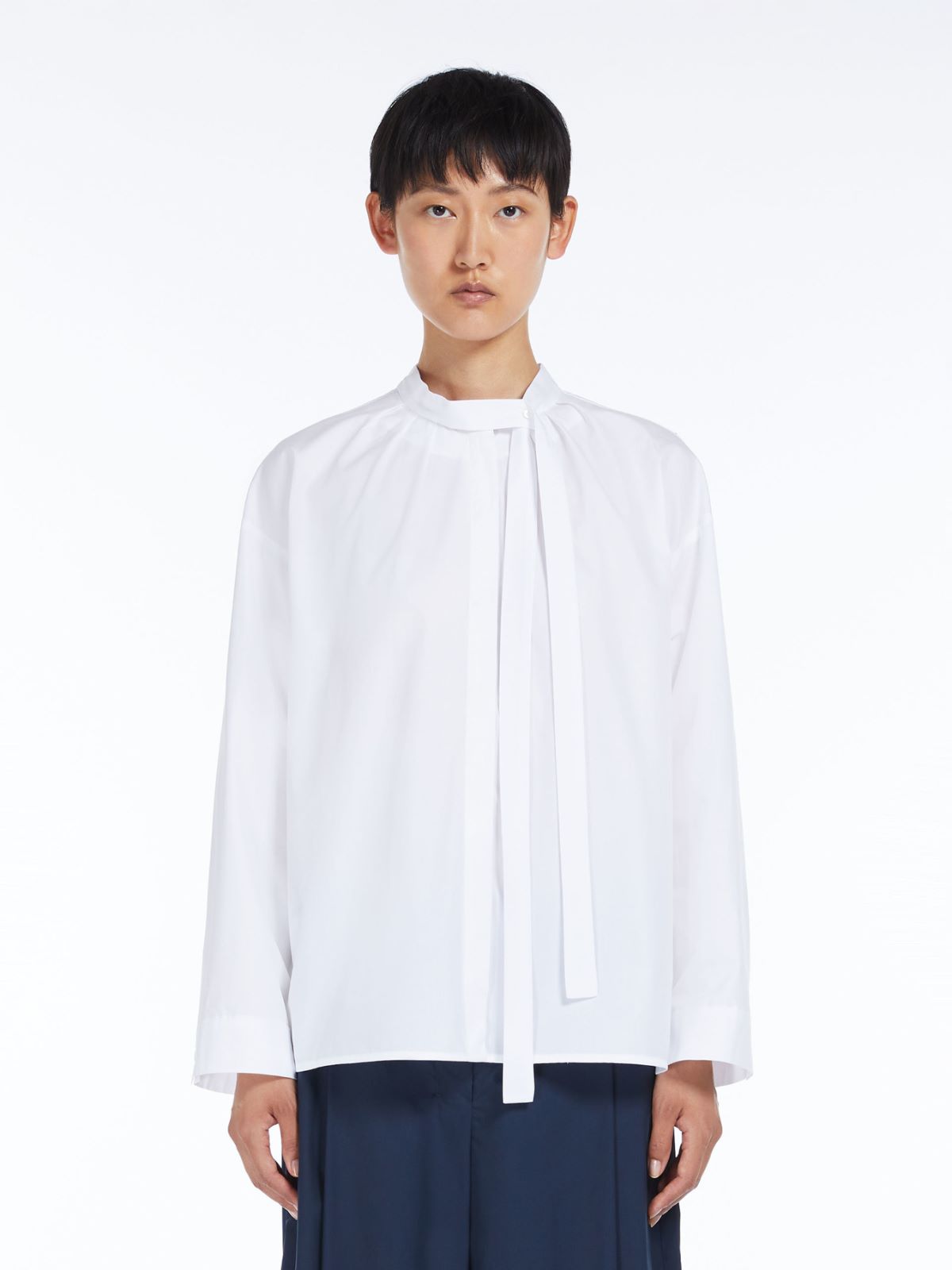 Tie-detail poplin shirt