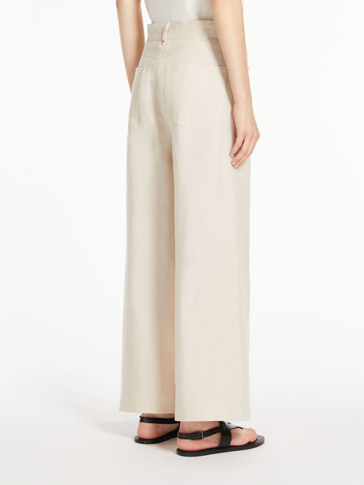 Wide-fit linen canvas trousers