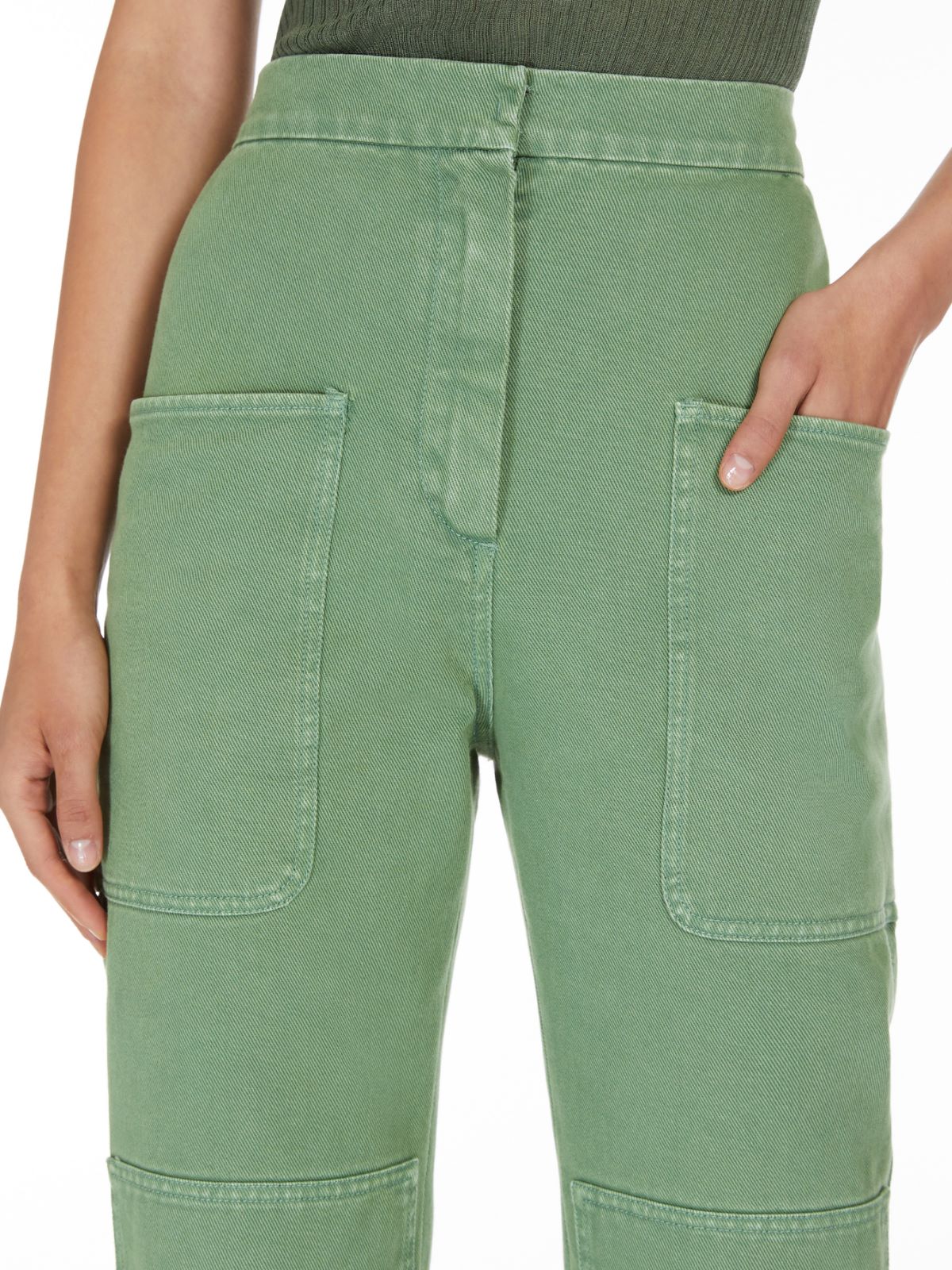 Cotton drill slim-fit trousers