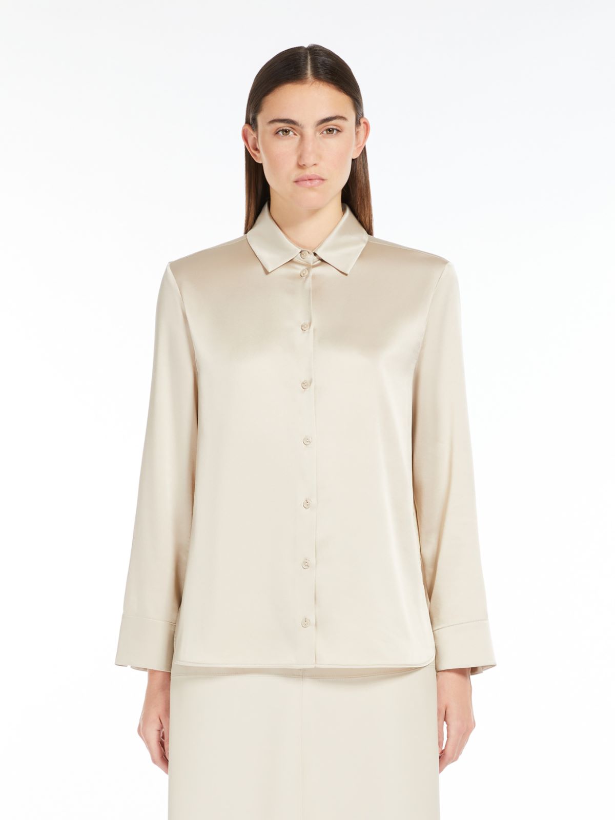Stretch silk satin shirt