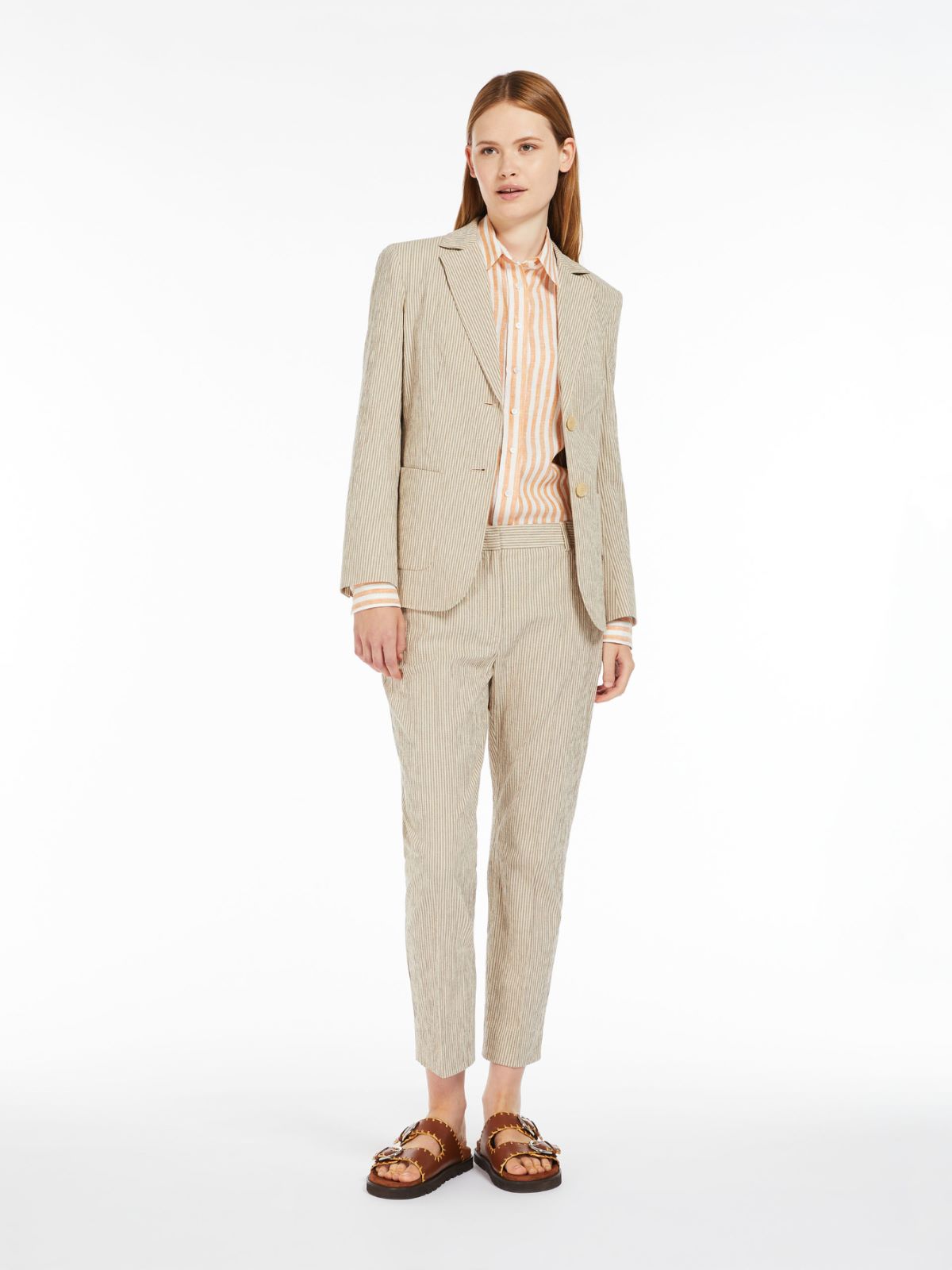 Cotton and linen seersucker blazer