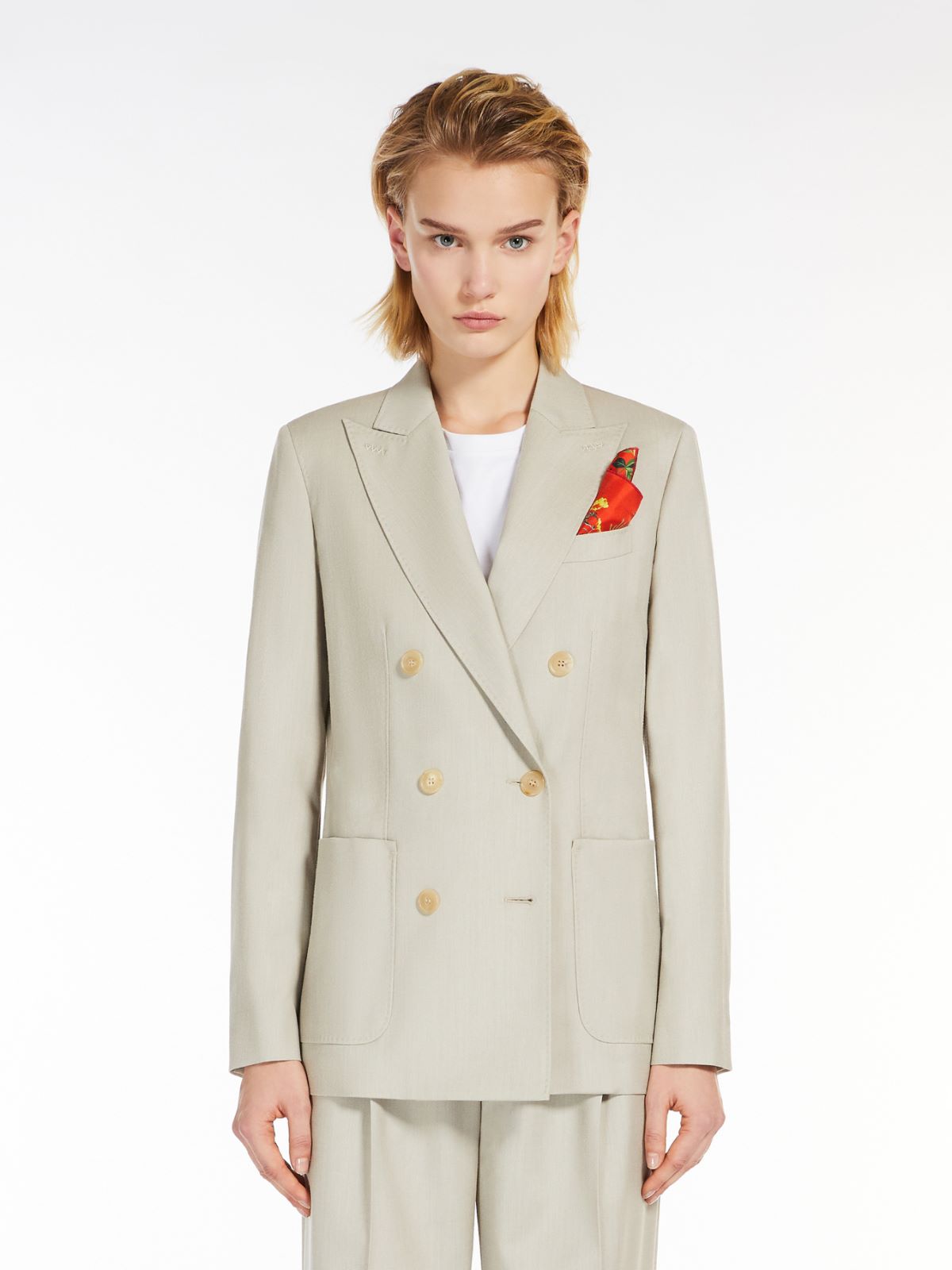 Wool, silk and mohair canvas blazer