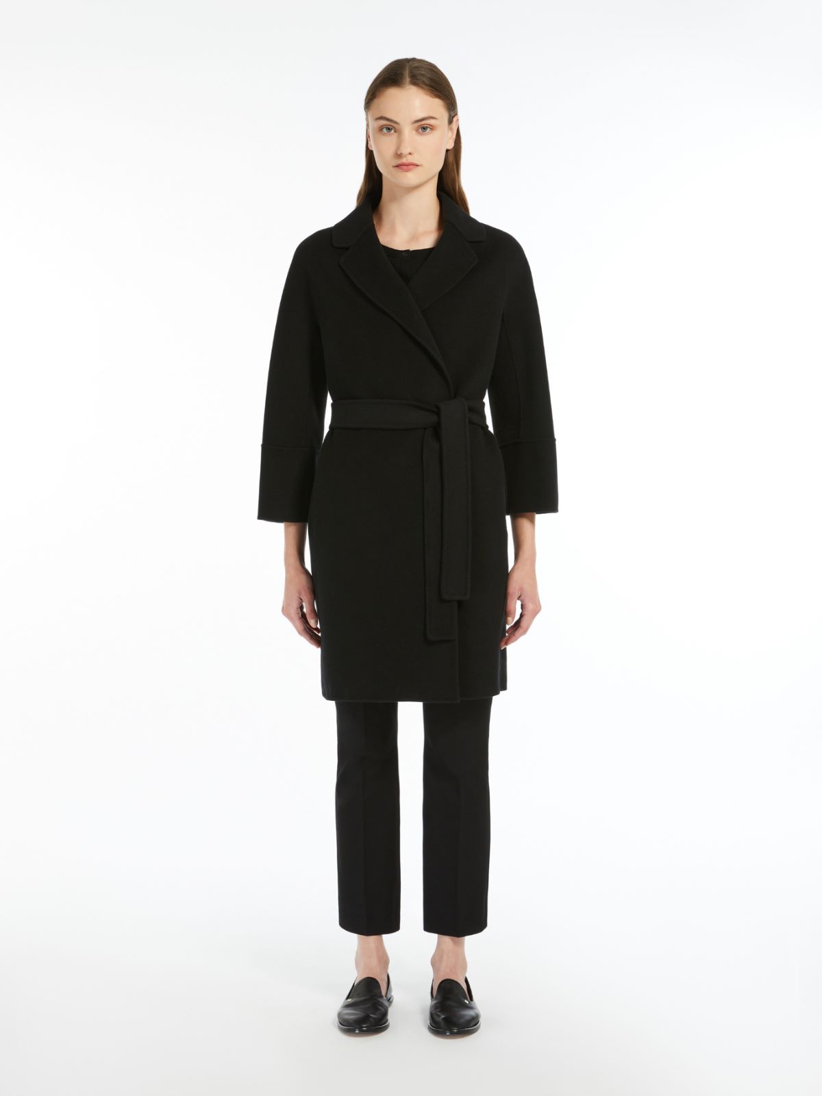 Double-faced short wool coat