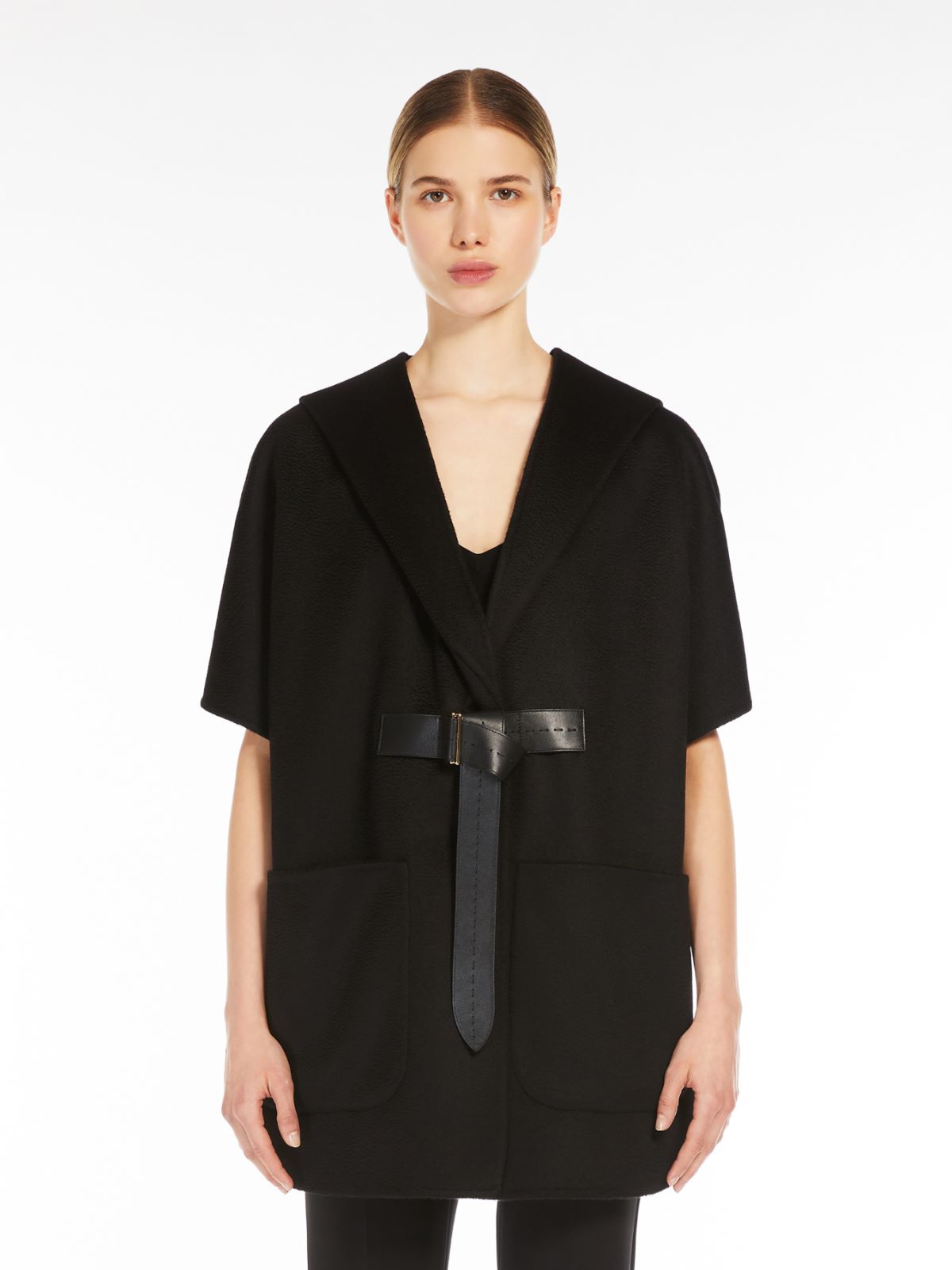 Sable-look cashmere cape