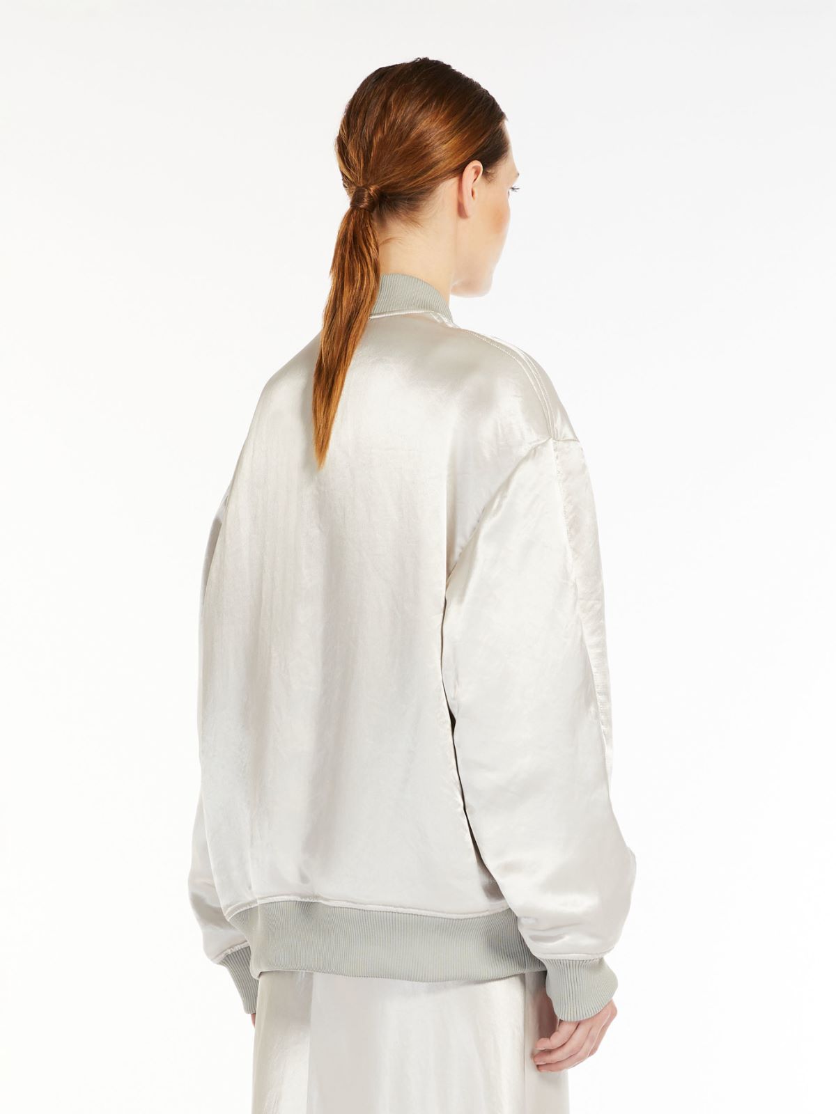 Oversized technical satin bomber jacket