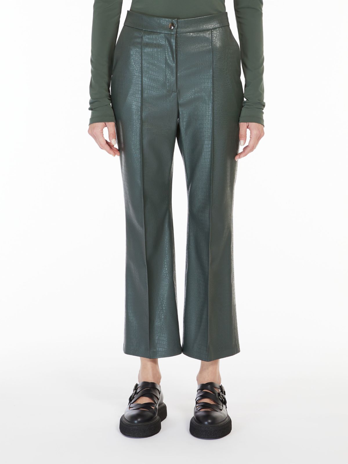 Crocodile-print jersey trousers