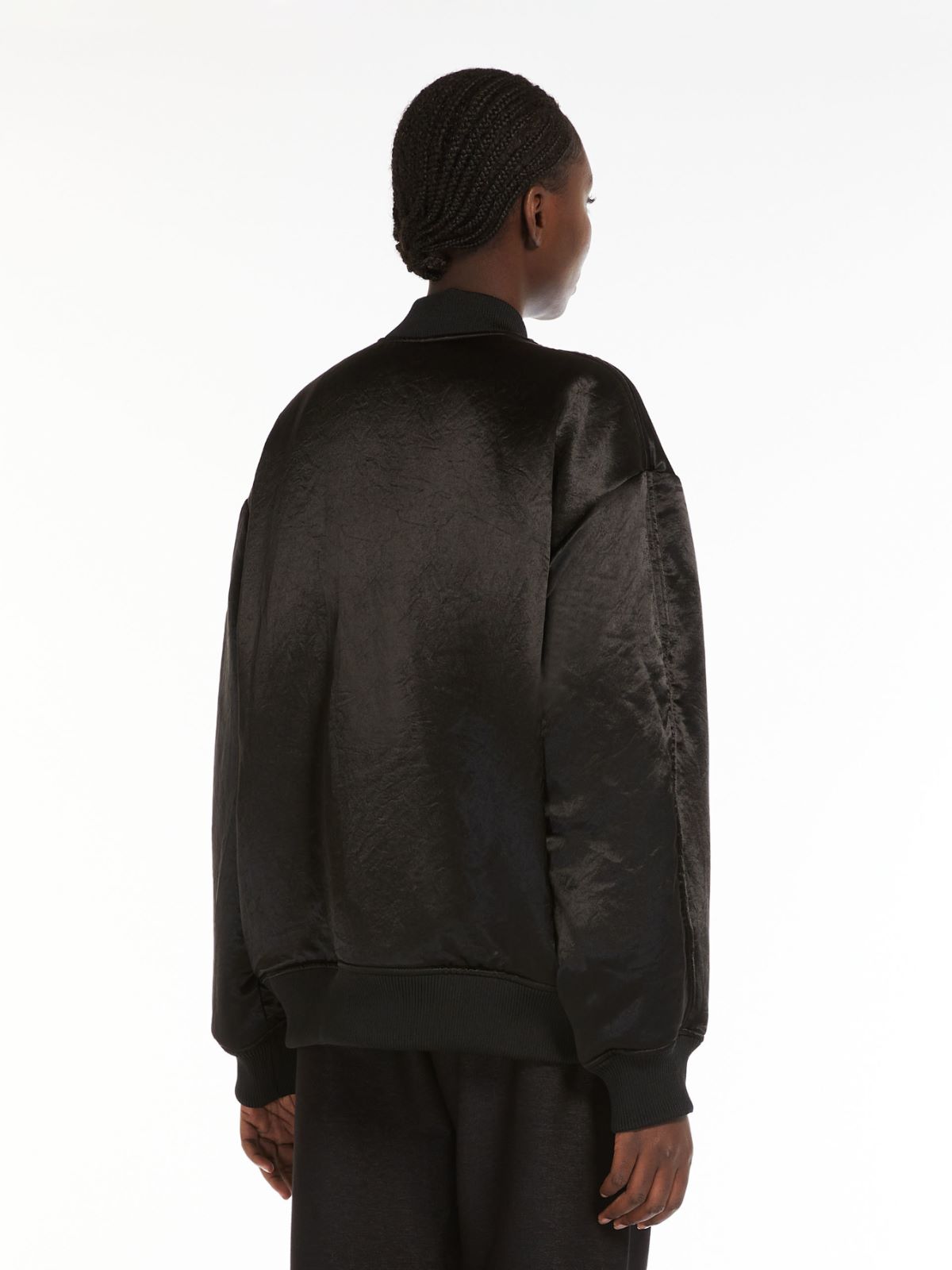 Oversized technical satin bomber jacket