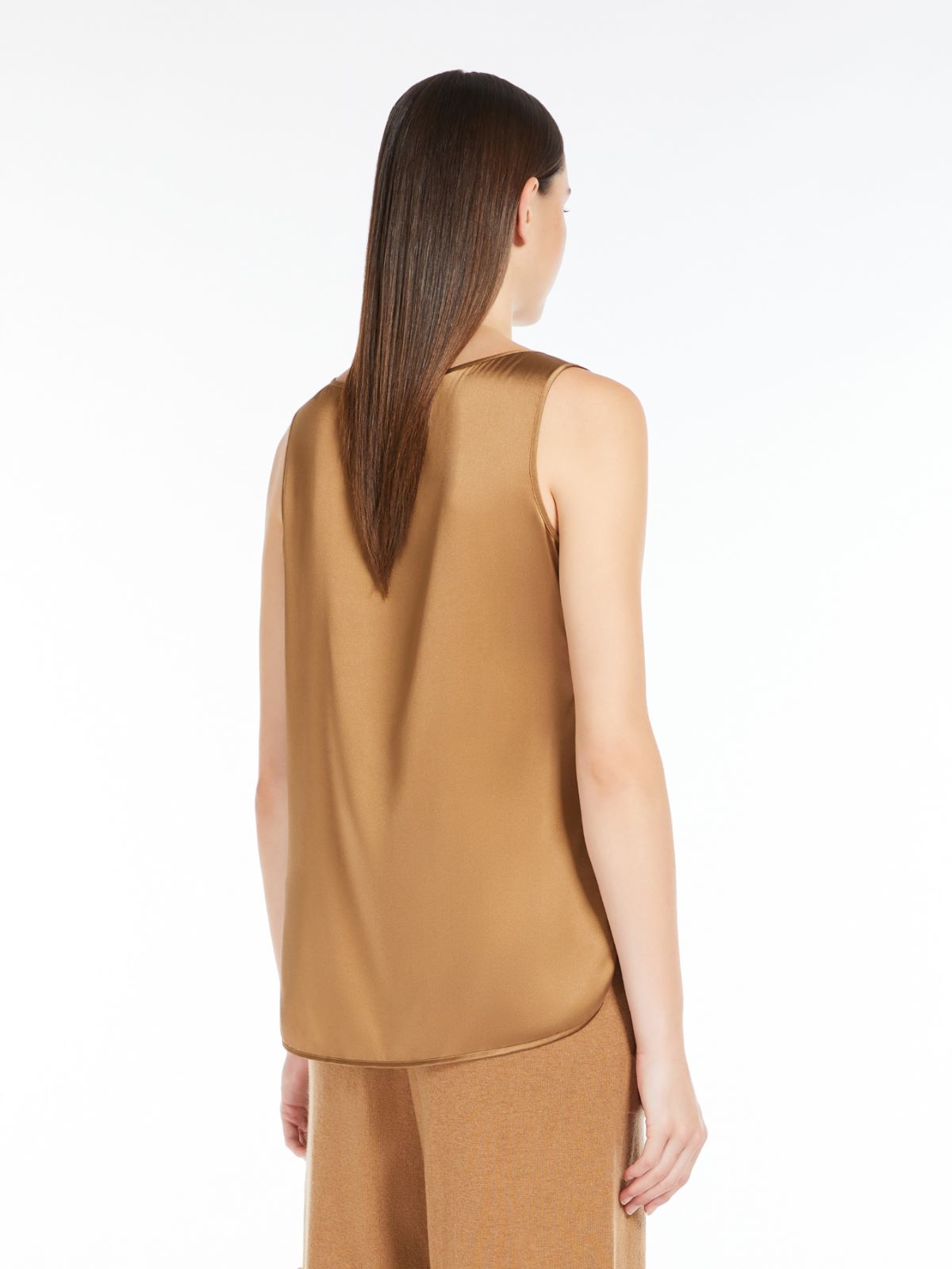 Stretch silk satin top