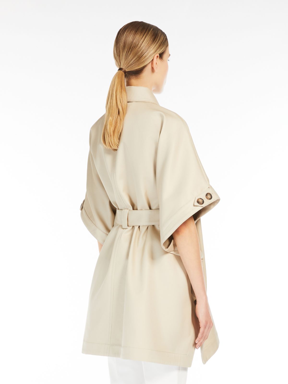 Water-repellent cotton midi cape