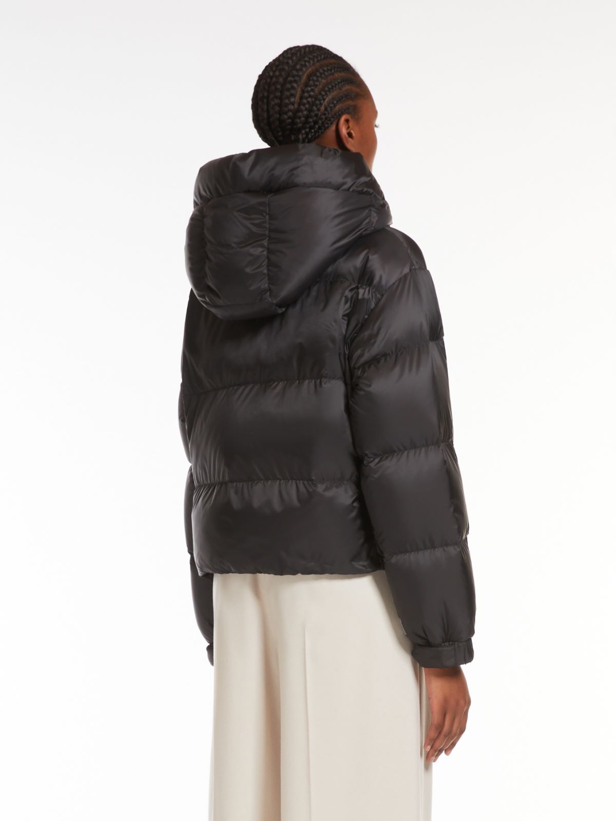 Cropped down jacket in quilted water-repellent fabric