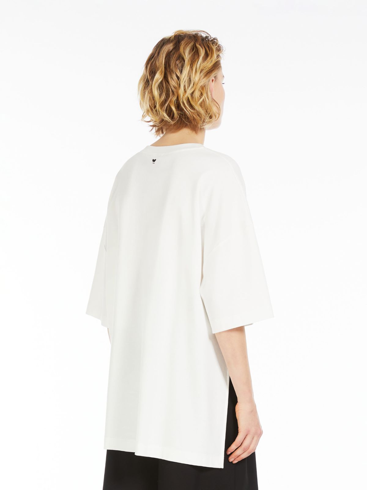 Jersey T-shirt with asymmetrical pleats