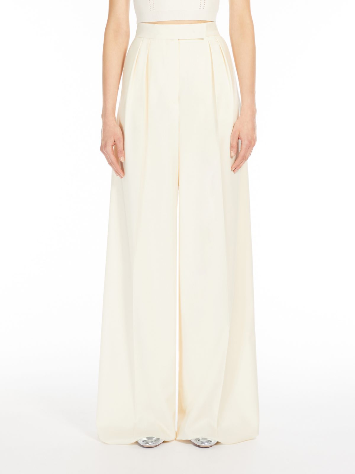 Wide-leg wool trousers