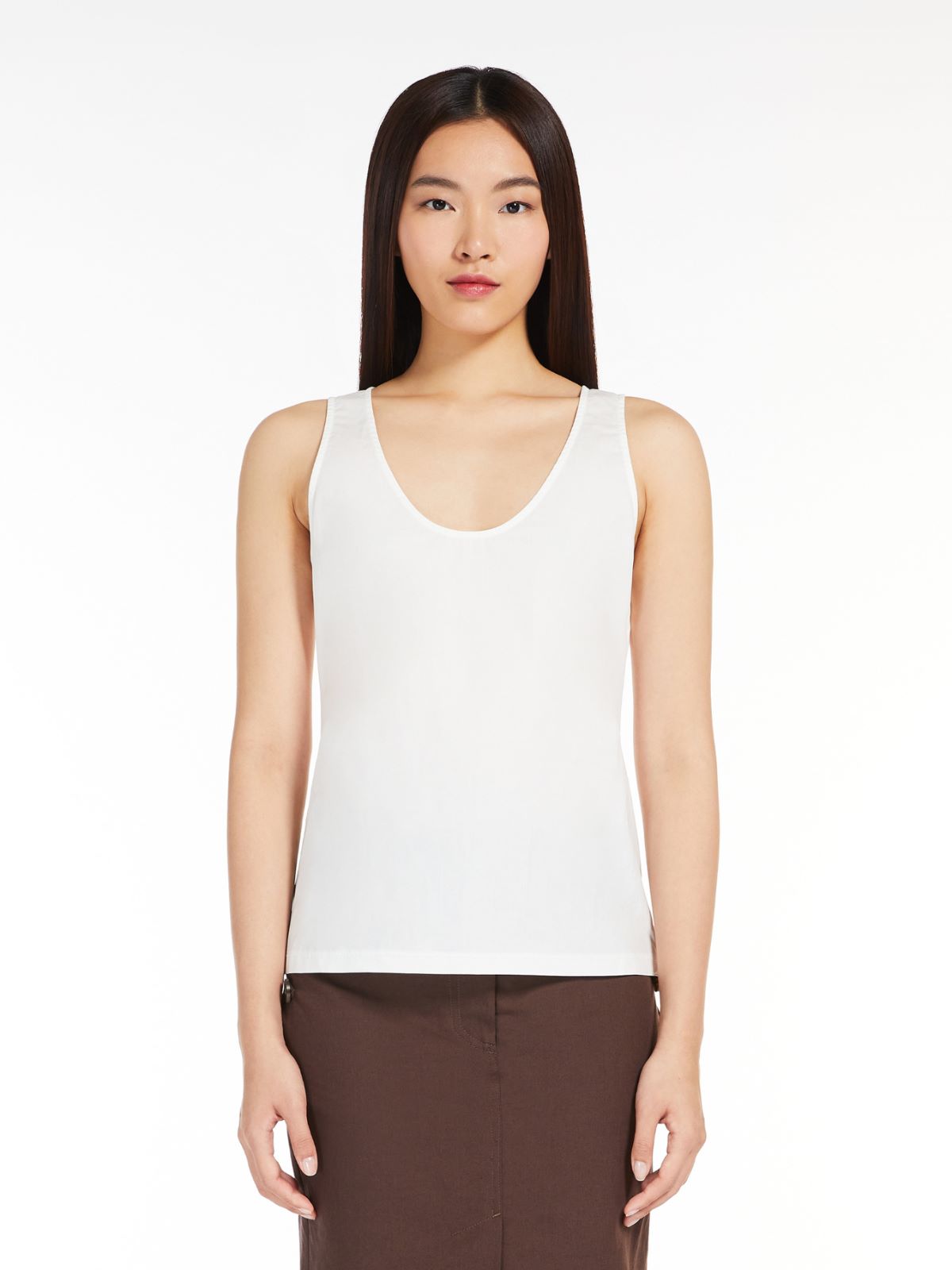 Poplin and jersey vest top