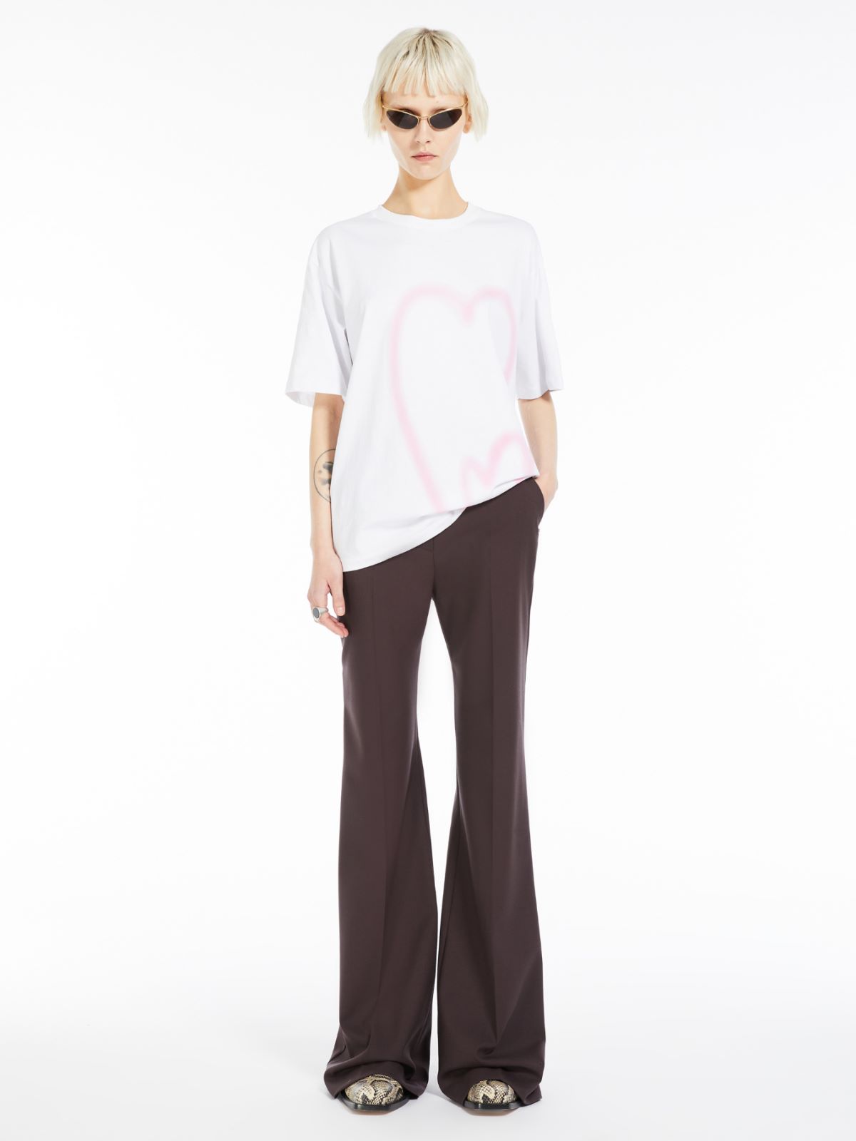 Heart print-adorned jersey T-shirt