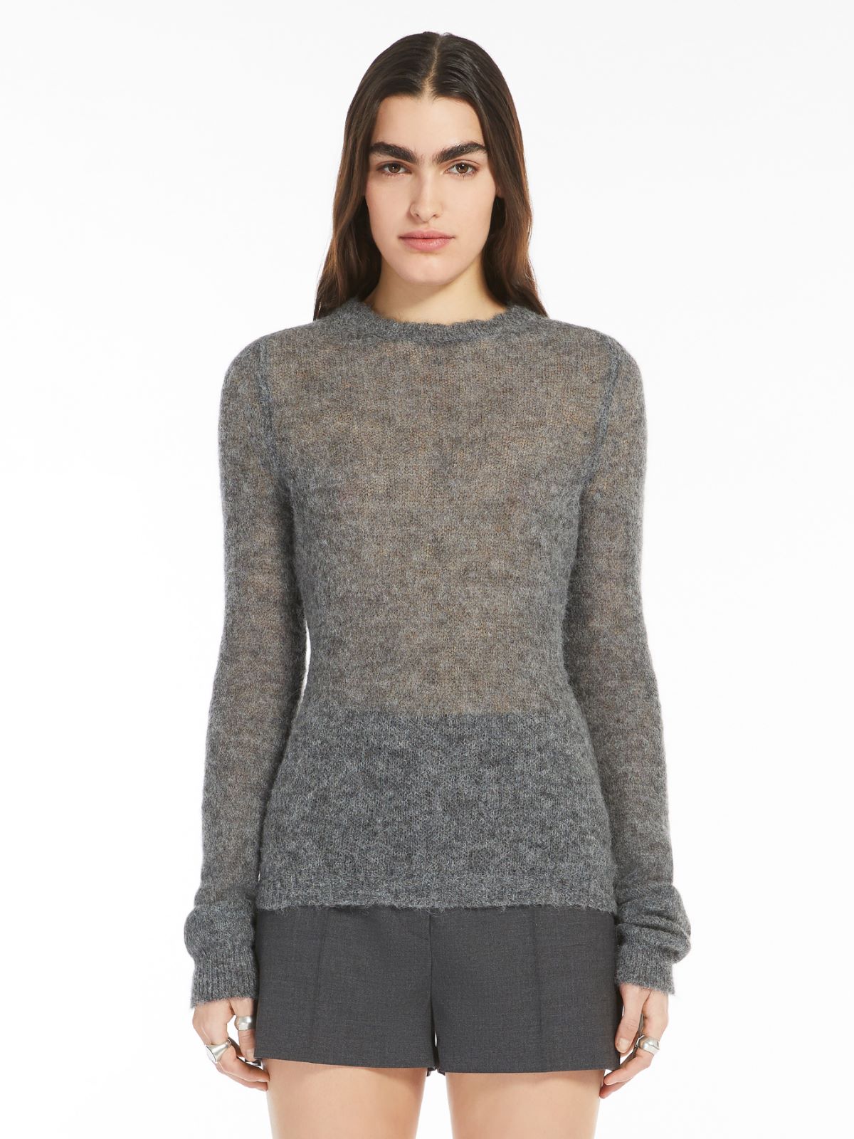 Stretch alpaca and wool crew-neck sweater