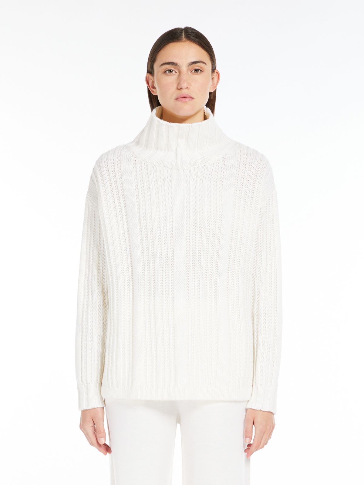Wool and cashmere polo-neck jumper