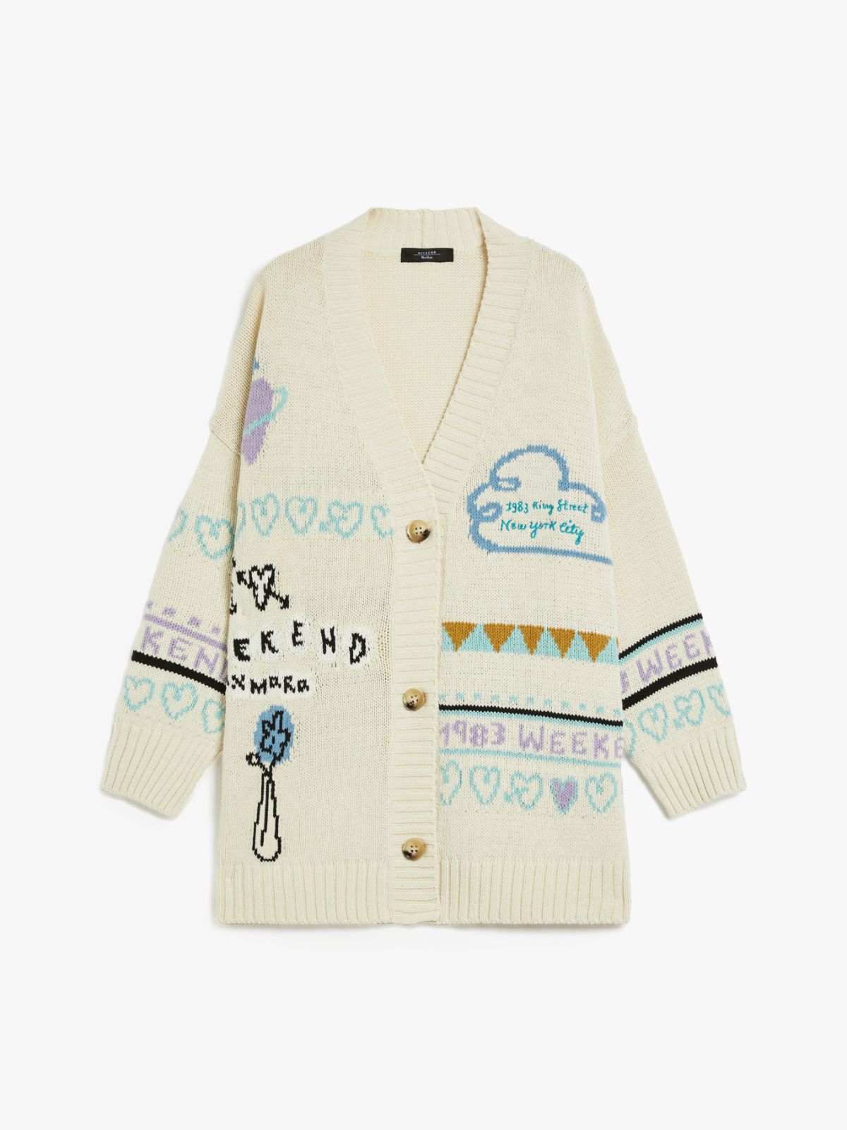 Oversized jacquard cotton cardigan