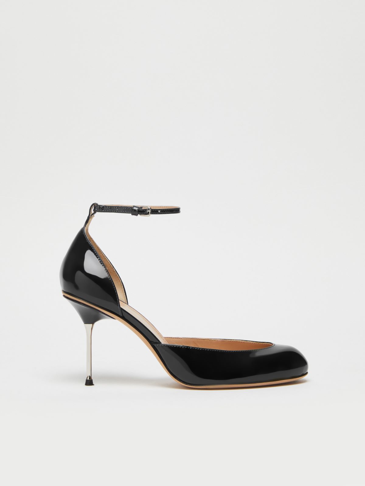 Patent-leather Mary Jane court shoes