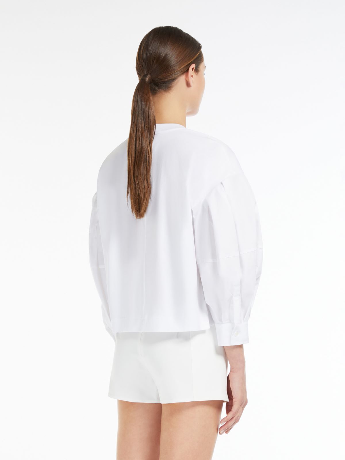 Cotton poplin and jersey boxy T-shirt