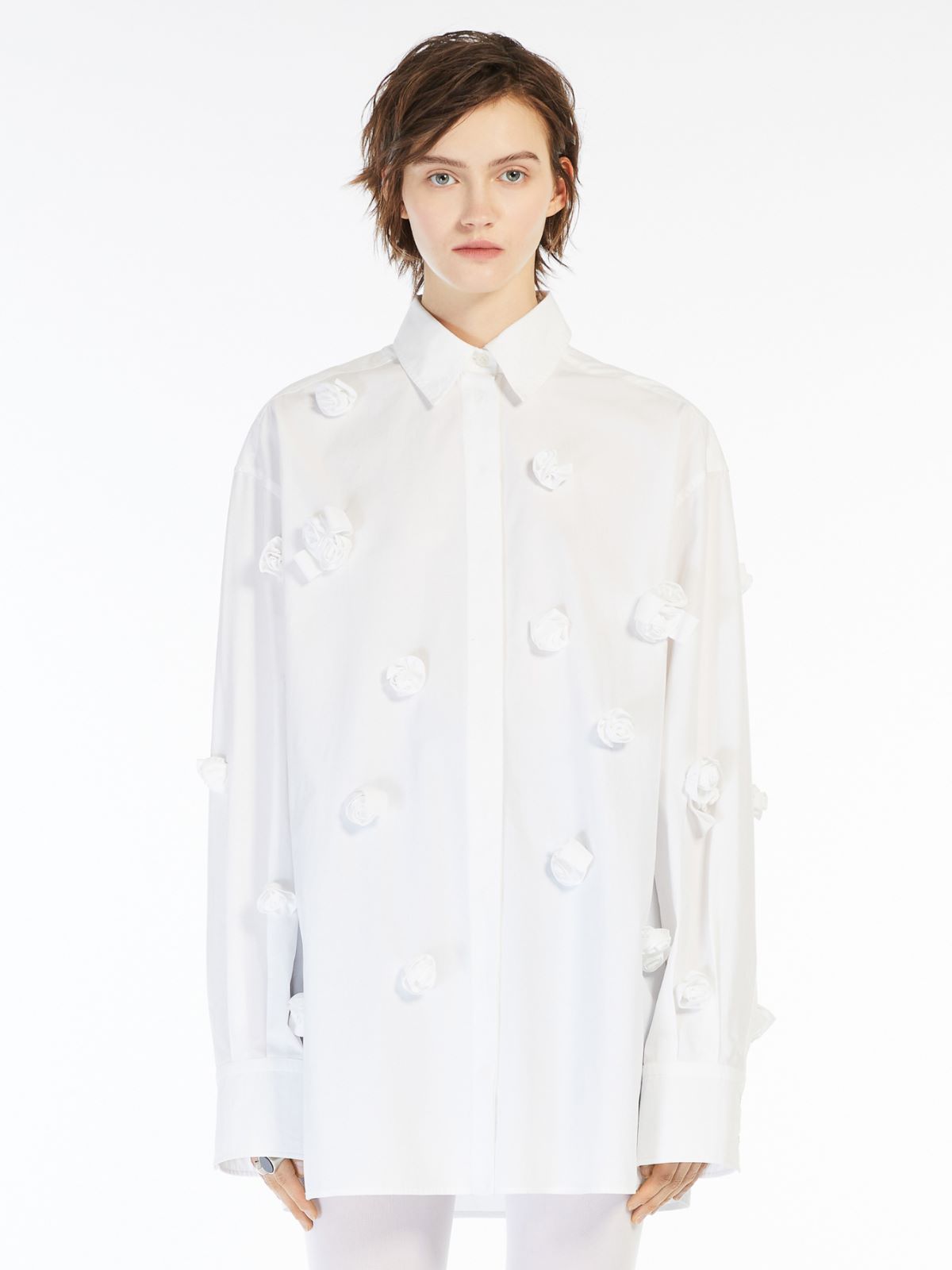 Oversized shirt with 3D rose detail