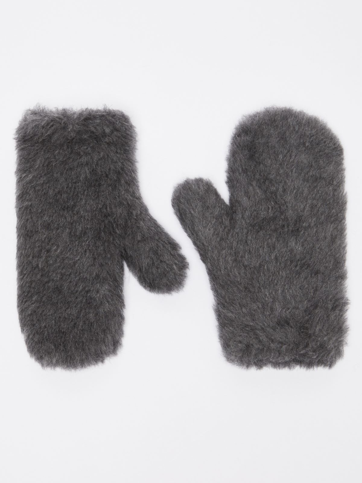 Wool and alpaca Teddy fabric mittens