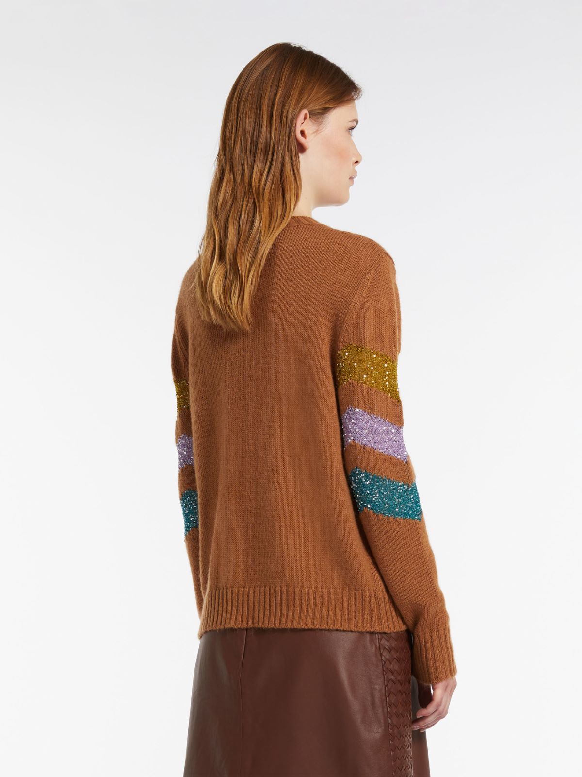 Sequin-embellished mohair yarn sweater