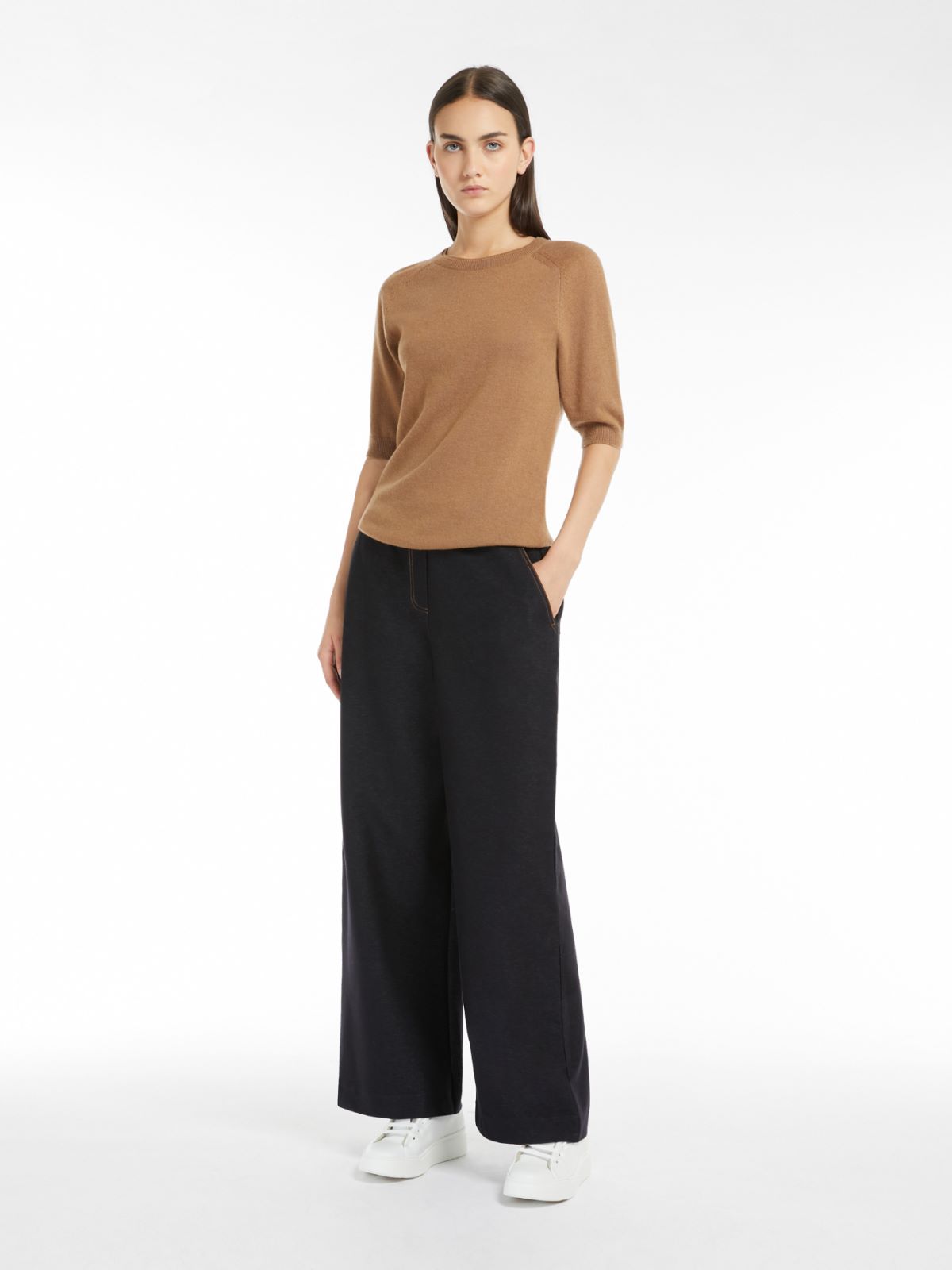 Wide jersey trousers
