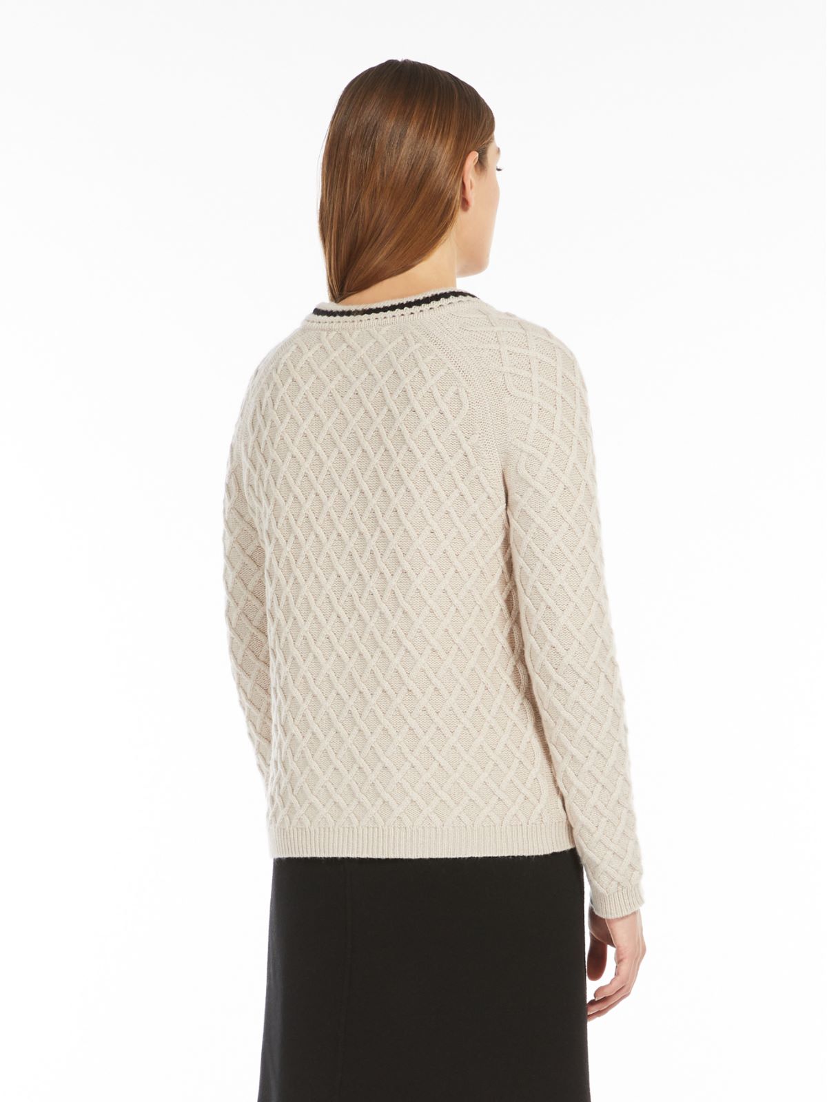 Wool and cashmere diamond-pattern cardigan