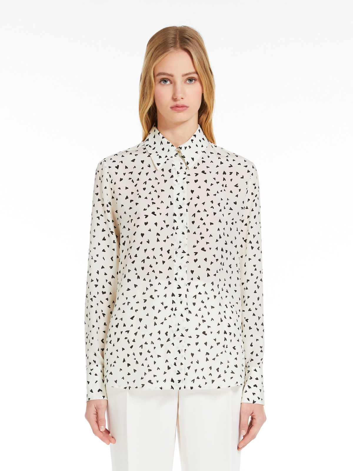 Printed crêpe de chine shirt