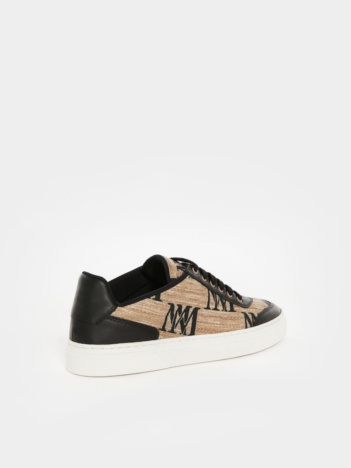 Jacquard raffia-effect fabric trainers