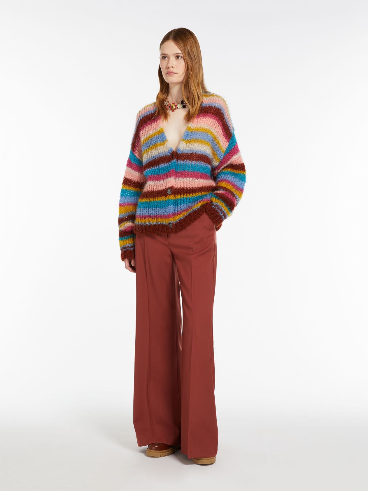Oversized rib-knit mohair cardigan