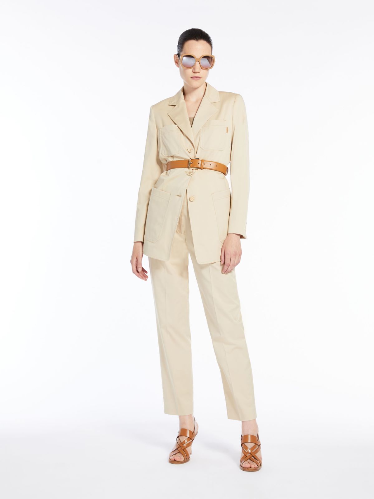 Stretch gabardine slim trousers