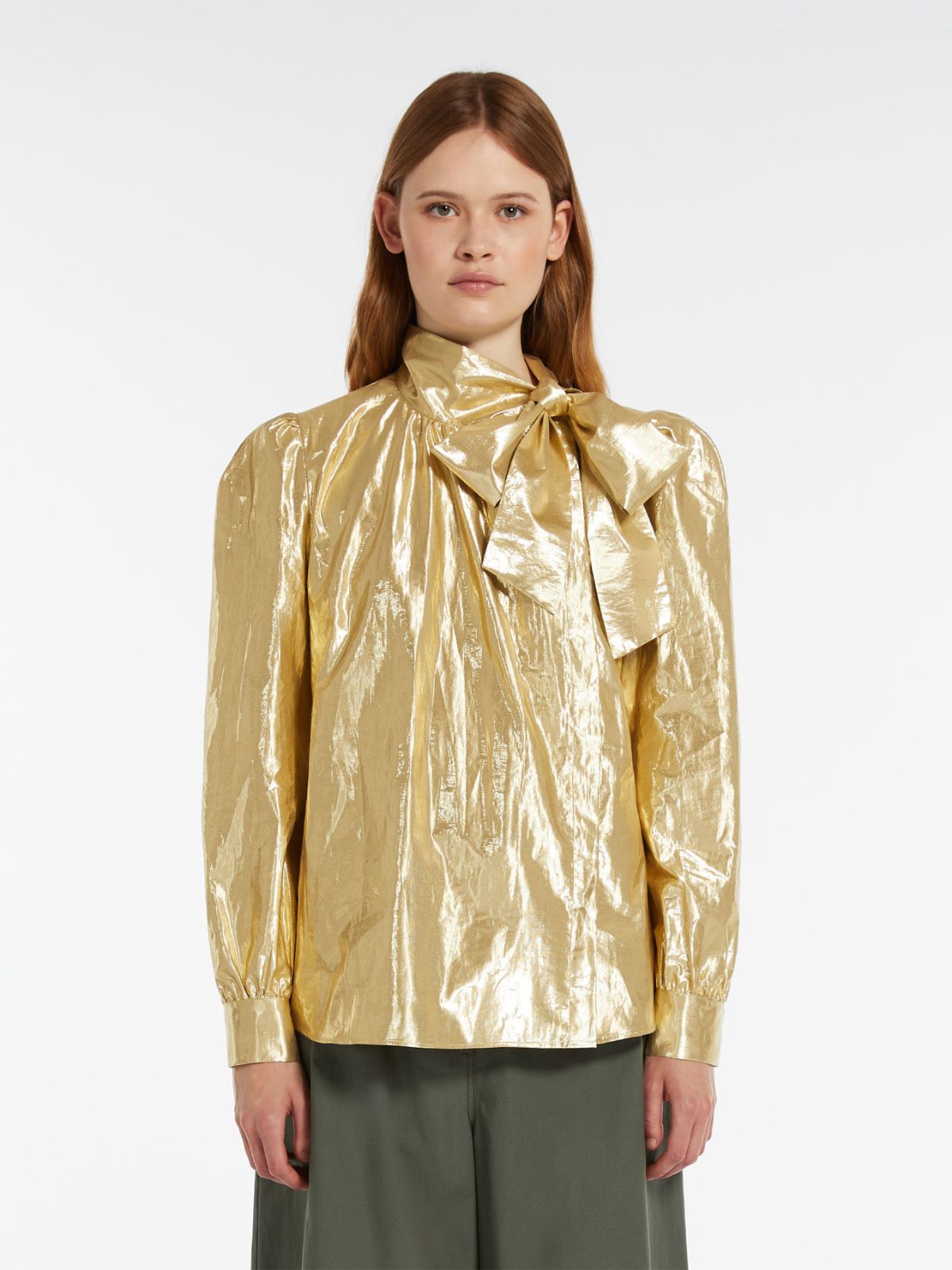 Taffeta pussy-bow shirt