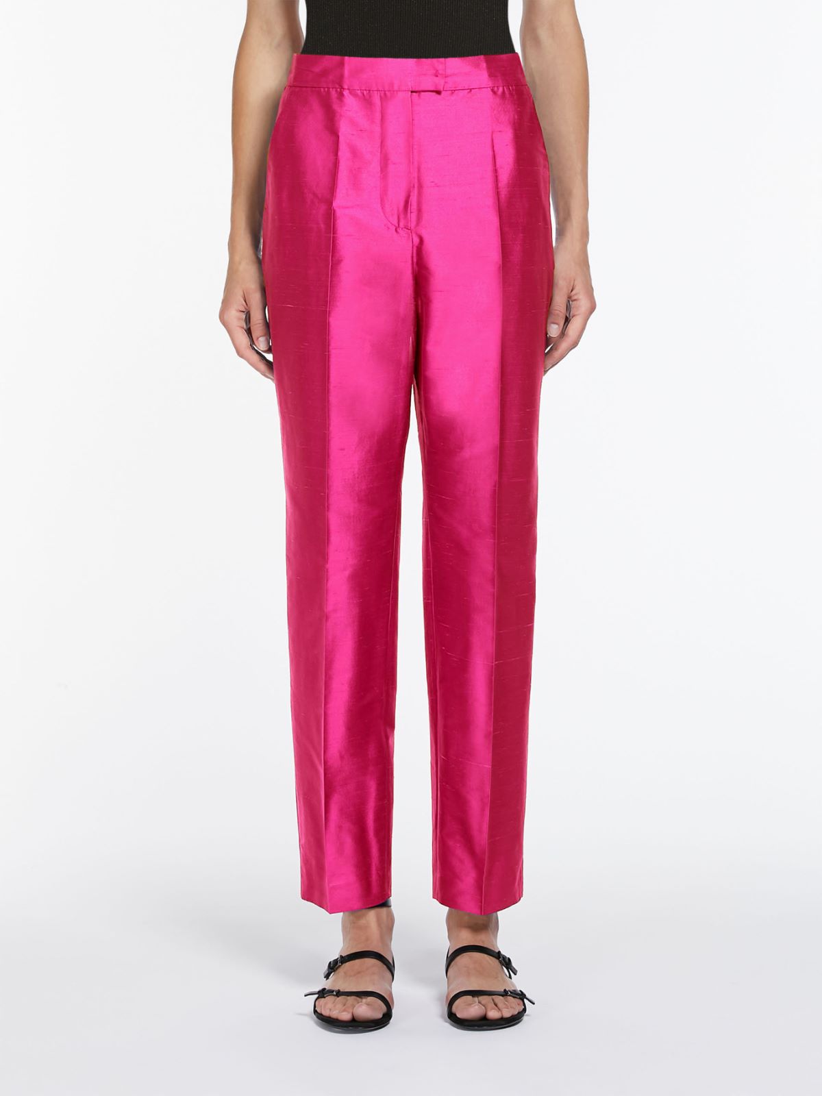 Straight-fit silk shantung trousers