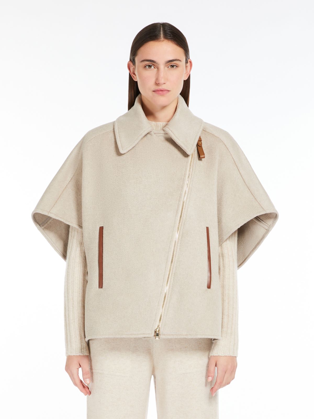 Cashmere biker jacket cape