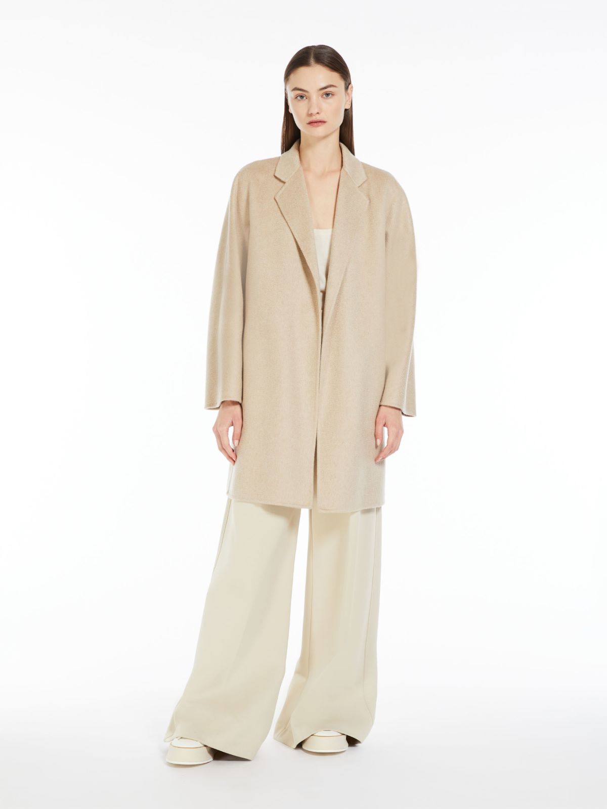 Short cashmere wrap coat