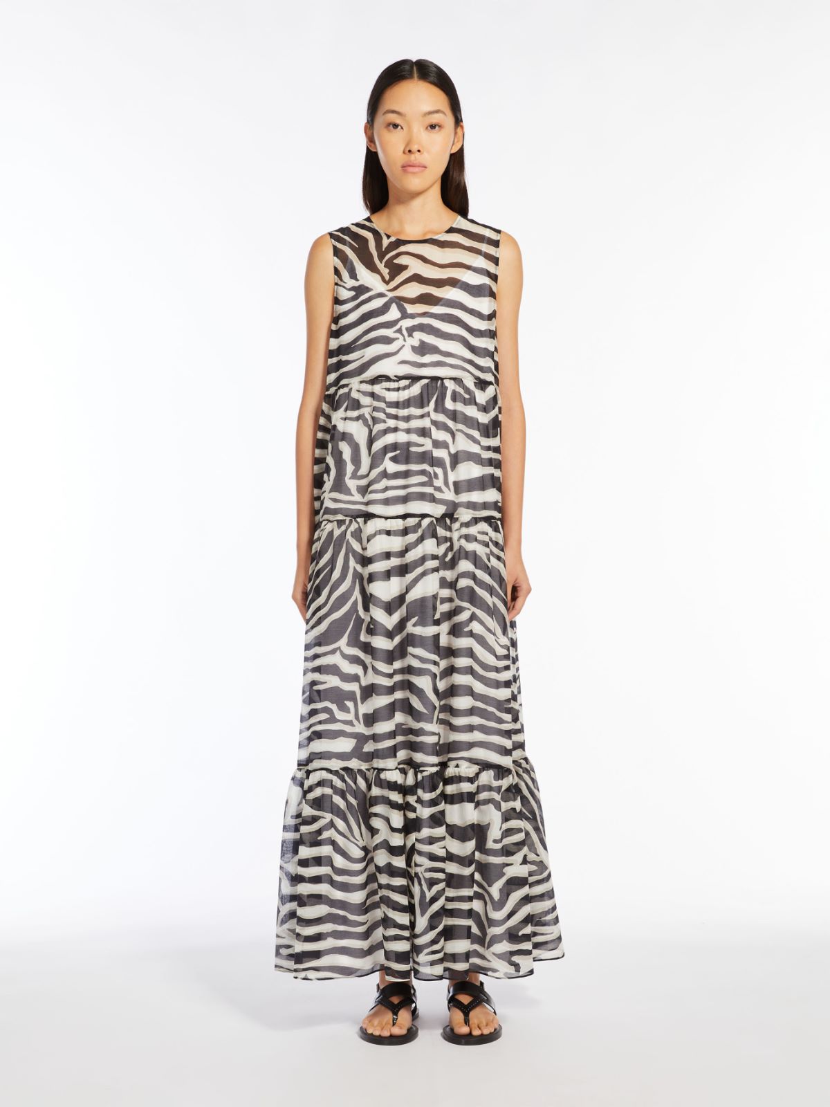 Long animal-print muslin dress