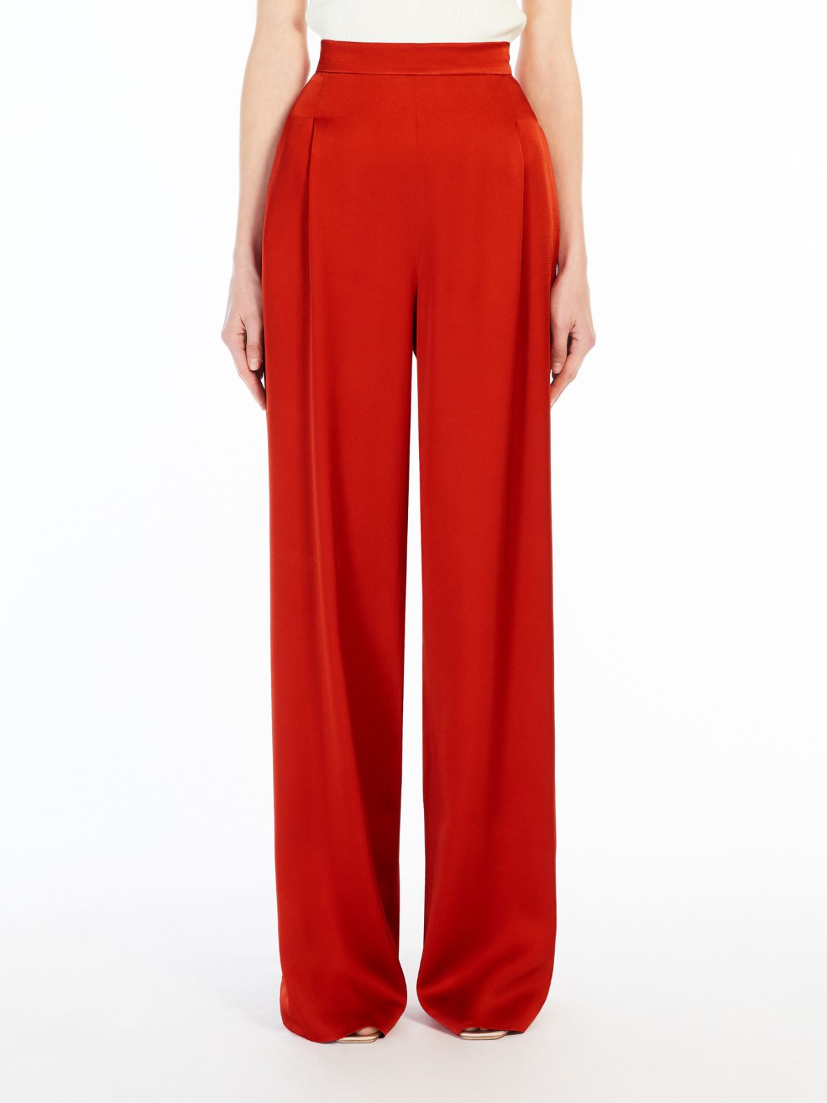 Reverse satin wide trousers