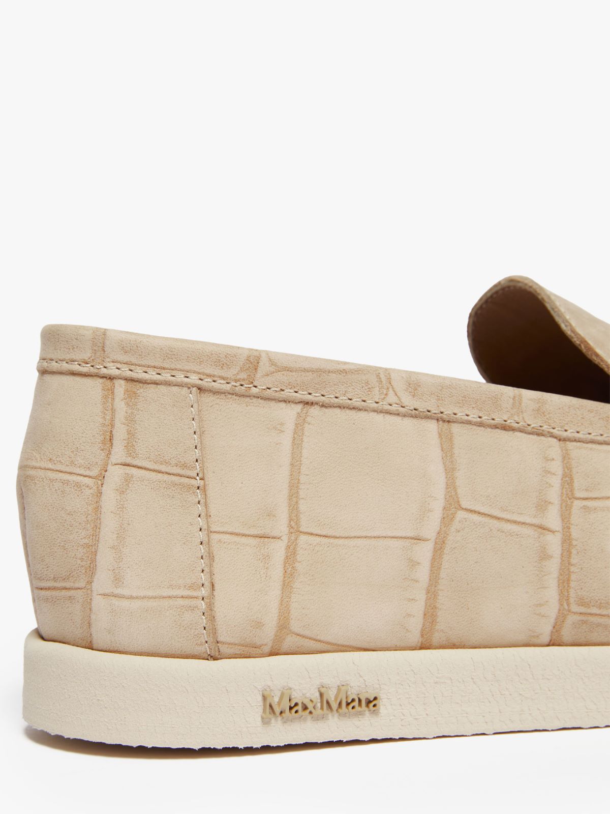 Crocodile-embossed leather loafers