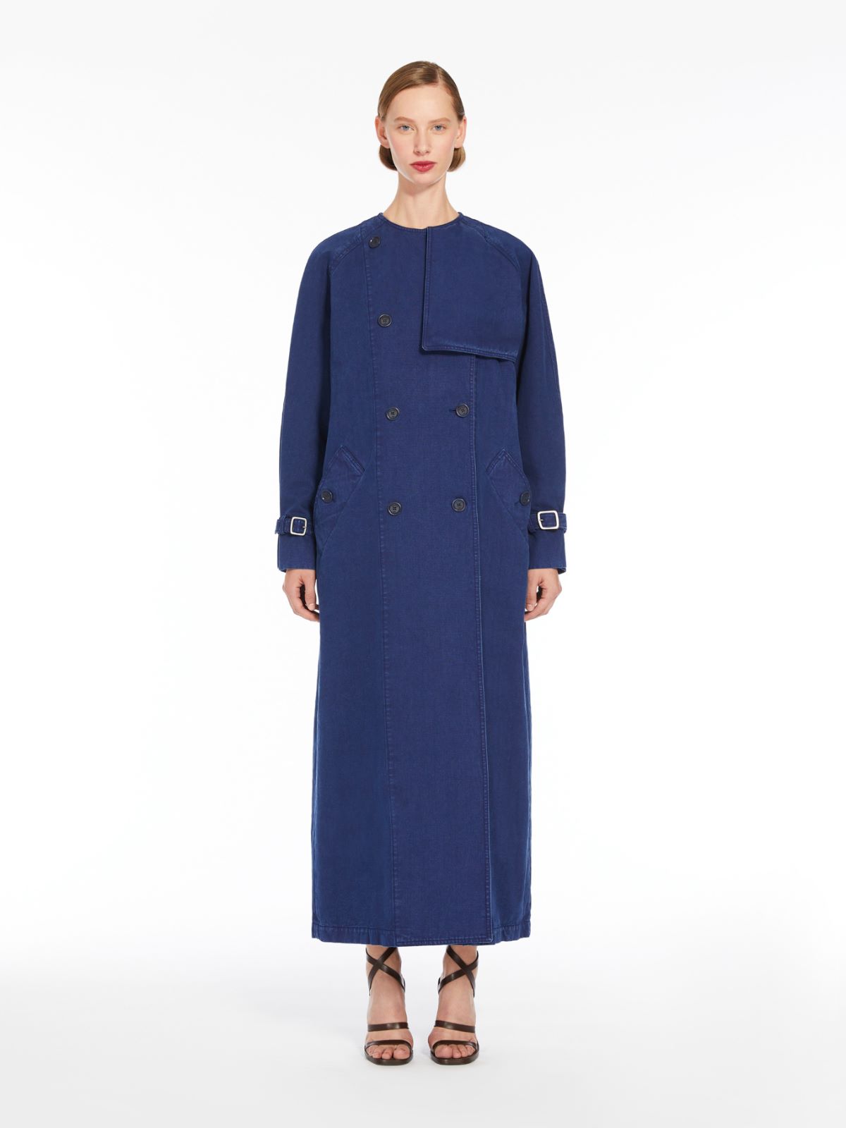 Canvas double-breasted trench coat