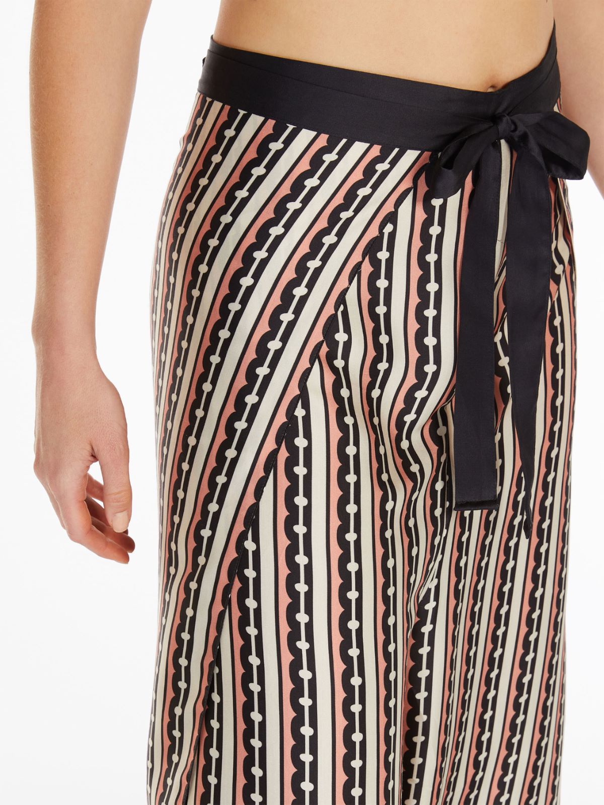Printed satin pareo trousers