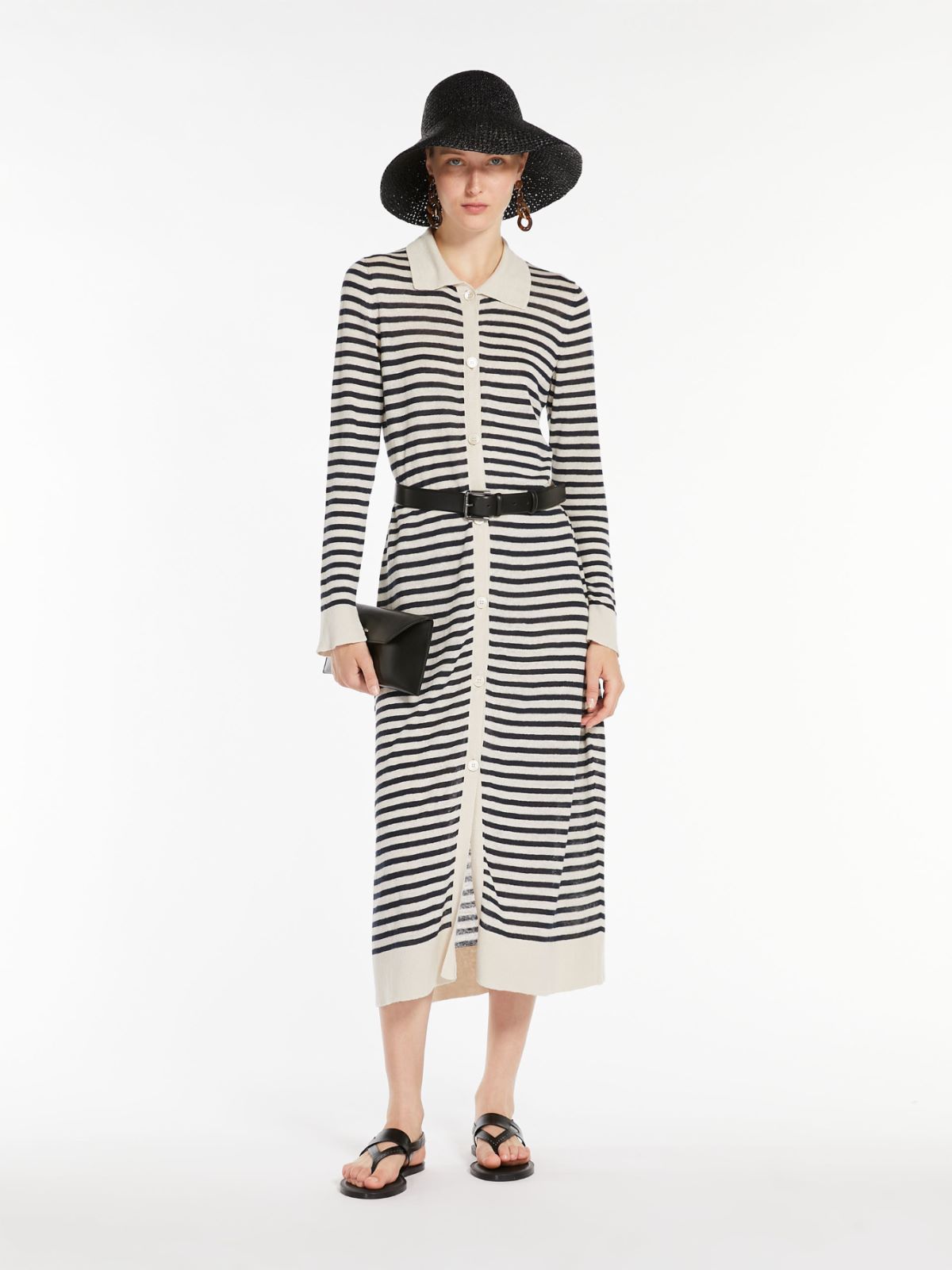 Linen yarn shirt dress