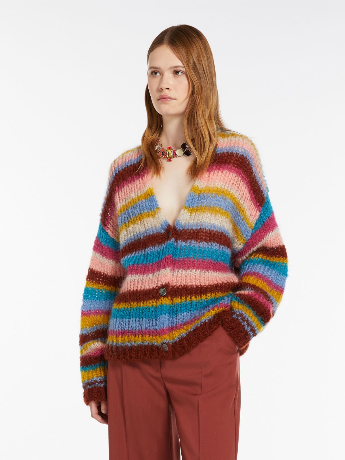 Oversized rib-knit mohair cardigan