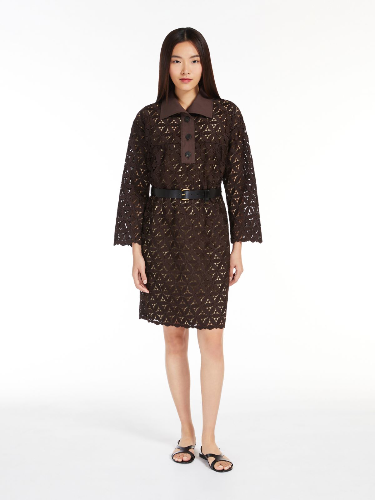 Macramé and poplin dress